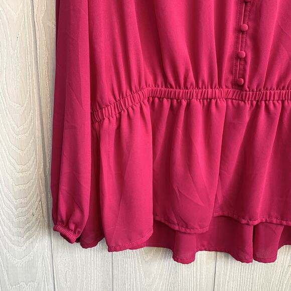 Worthington Adventure Pink V-Neck Long Sleeve Top XL NWT - Picture 3 of 5